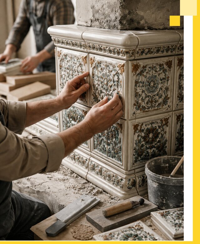 Изразцовые камины под ключ в Керчи: проект и монтаж