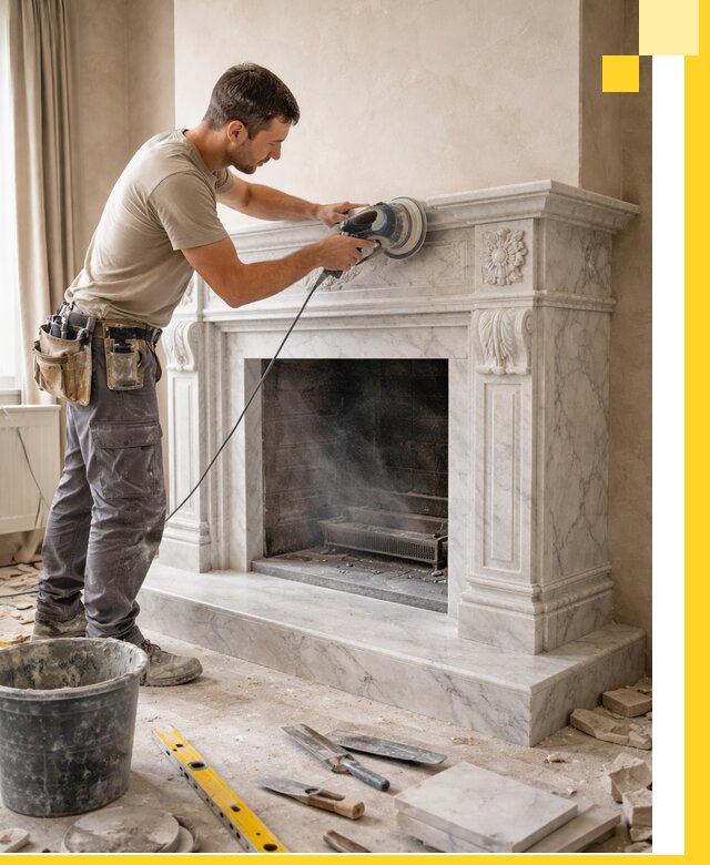 Изготовление и установка мраморных каминов в Керчи под ключ