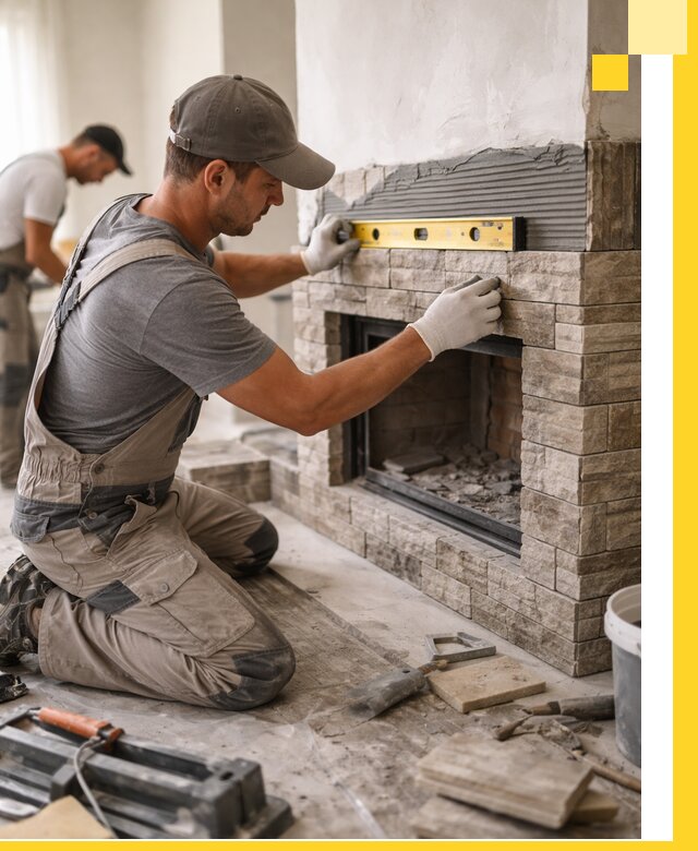 Облицовка каминов в Керчи, монтаж и отделка натуральным камнем