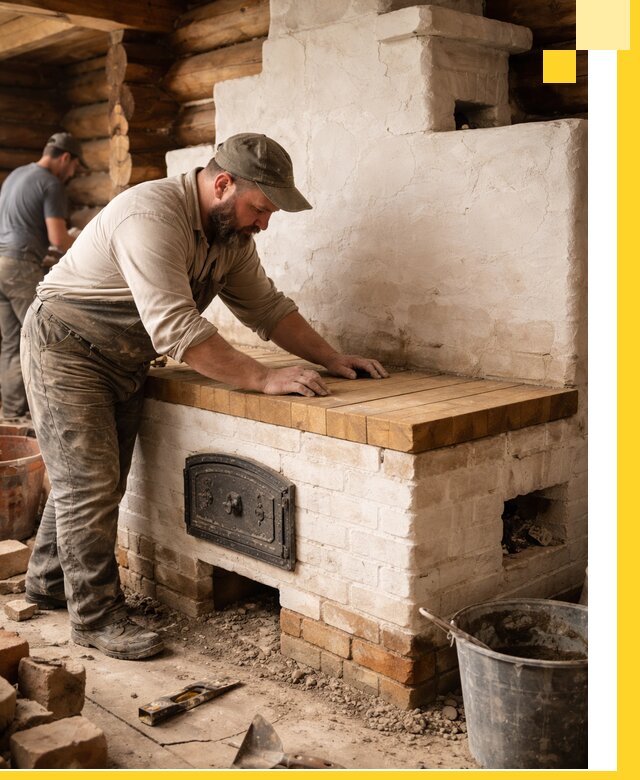 Проектирование и установка русской печи с лежанкой в Керчи