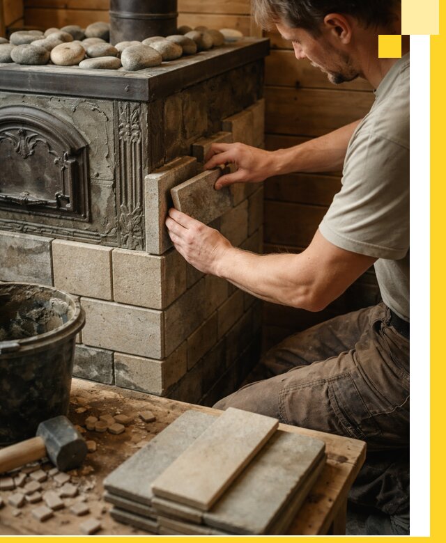 Облицовка банных печей в Керчи профессиональная отделка