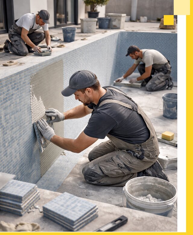 Облицовка бассейнов в Керчи плитка мозаика гидроизоляция