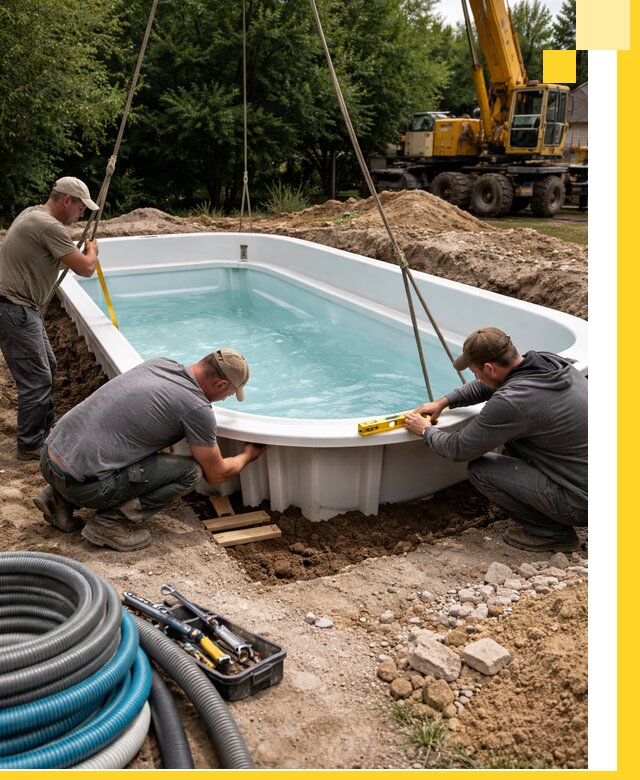 Установка и монтаж композитных бассейнов под ключ в Керчи