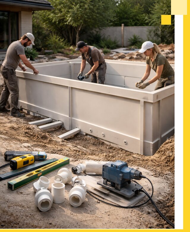 Установка полипропиленовых бассейнов под ключ в Керчи