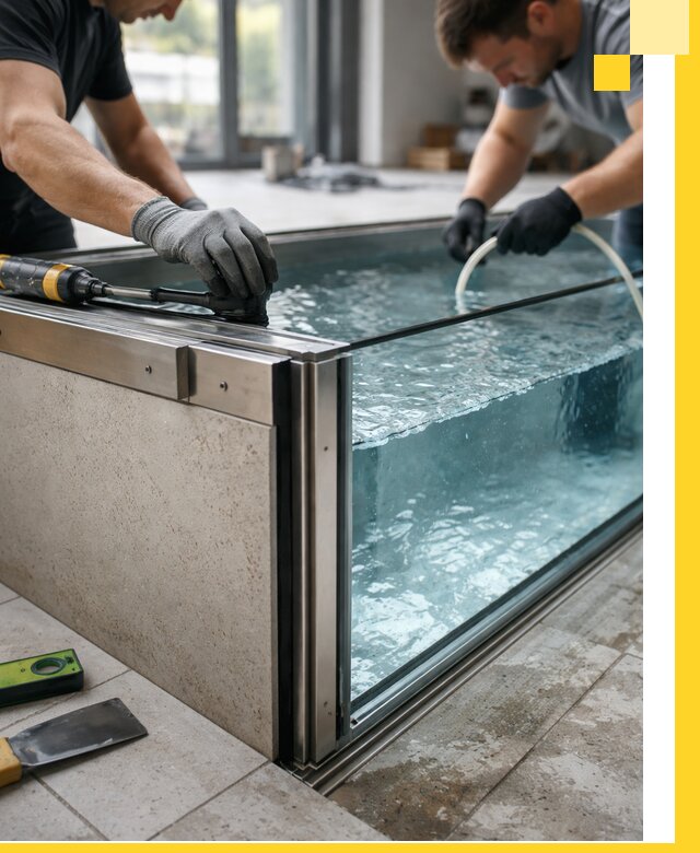 Проектирование и монтаж стеклянных бассейнов в Керчи