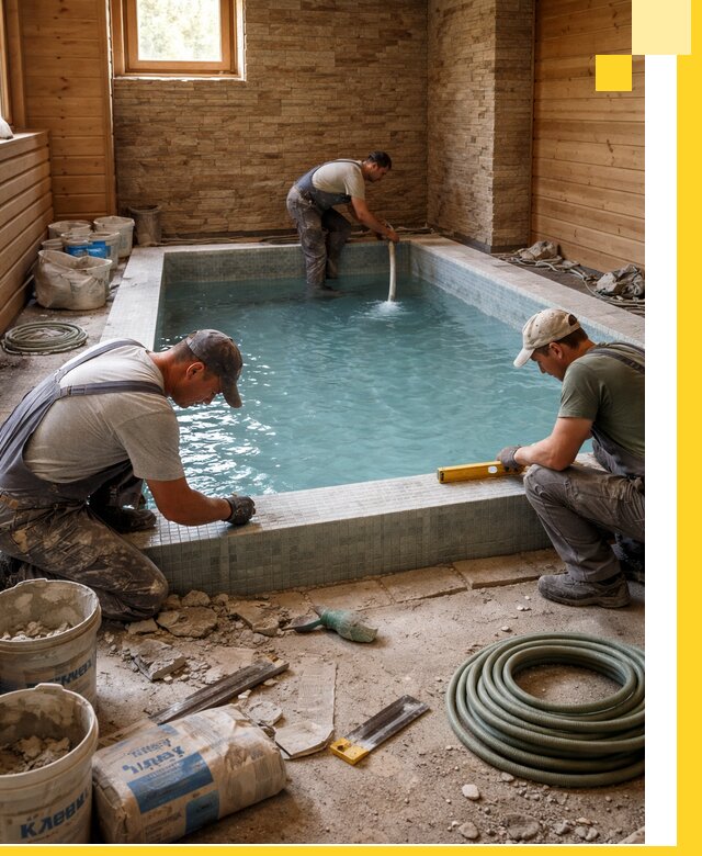 Проектирование и строительство бассейнов для бани в Керчи