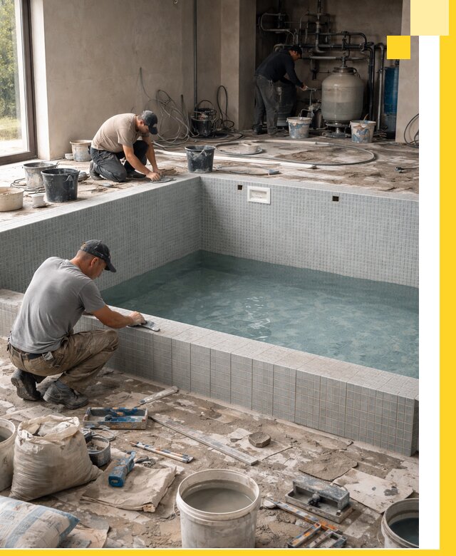 Строительство и монтаж бассейнов в помещении в Керчи