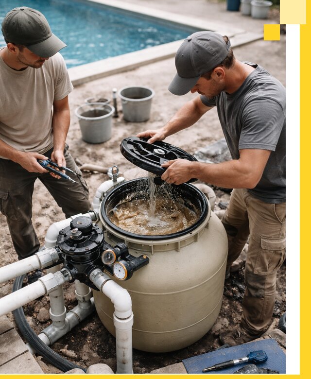 Установка и обслуживание песочных фильтров для бассейнов в Керчи