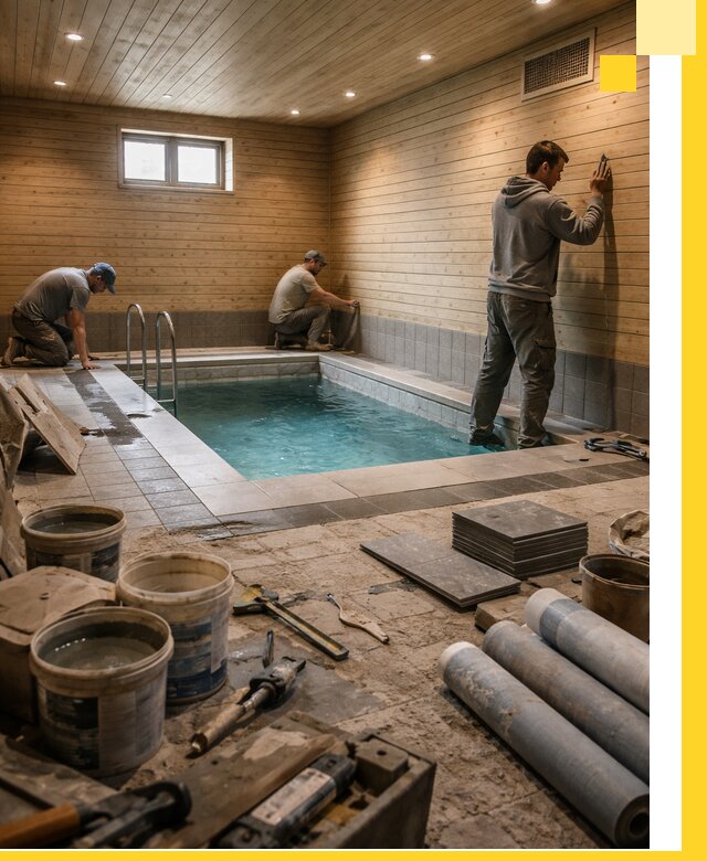 Строительство бани с бассейном и сауной под ключ в Керчи