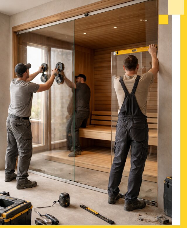 Производство и монтаж стеклянных саун под ключ в Керчи