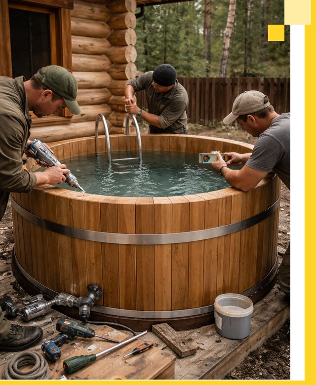 Строительство бань с купелью под ключ и отделкой в Керчи