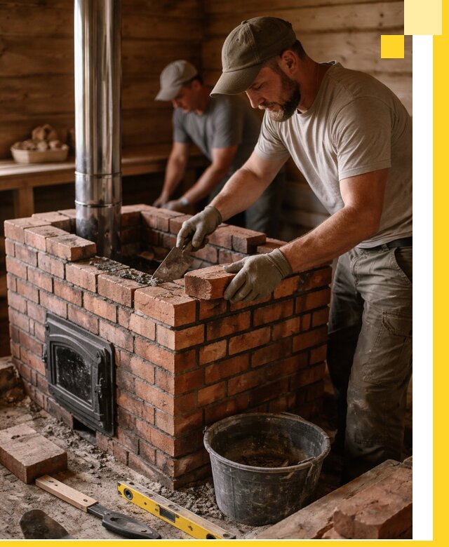 Кирпичные печи для бани под ключ в Керчи, проект и монтаж