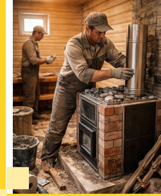 Монтаж печи в бане под ключ в Керчи от 20424 р. | ЭриданКрч