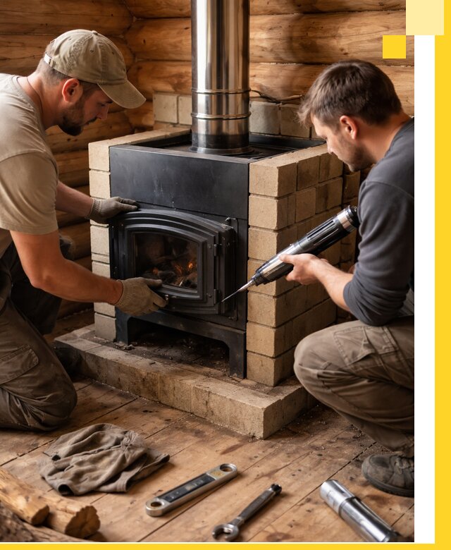 Монтаж и установка печи в бане под ключ с гарантией в Керчи