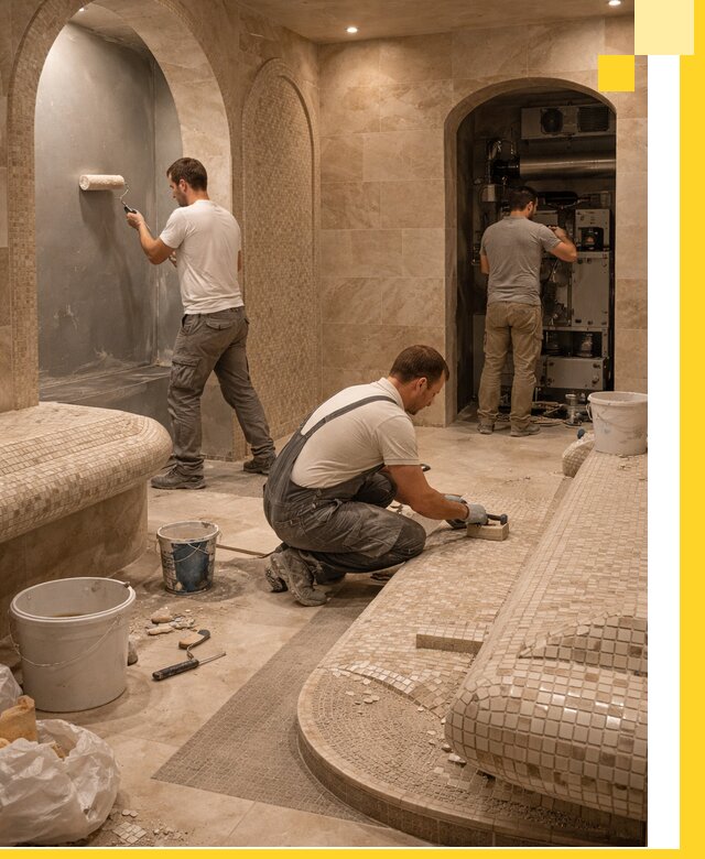 Строительство бани с хамамом и бассейном под ключ в Керчи