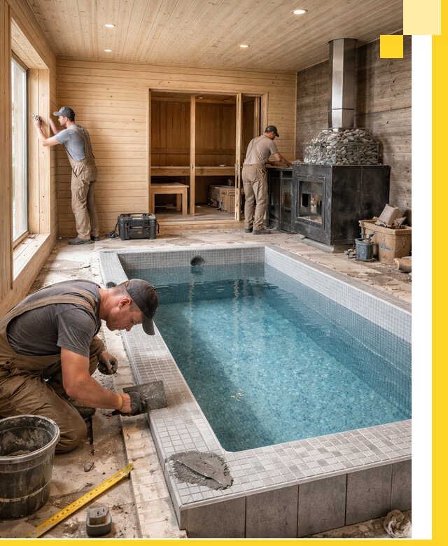 Проект бани с бассейном и сауной в Керчи под ключ