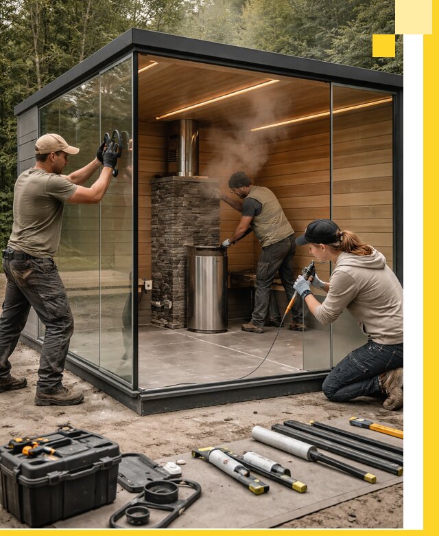 Проектирование и строительство стеклянных бань в Керчи