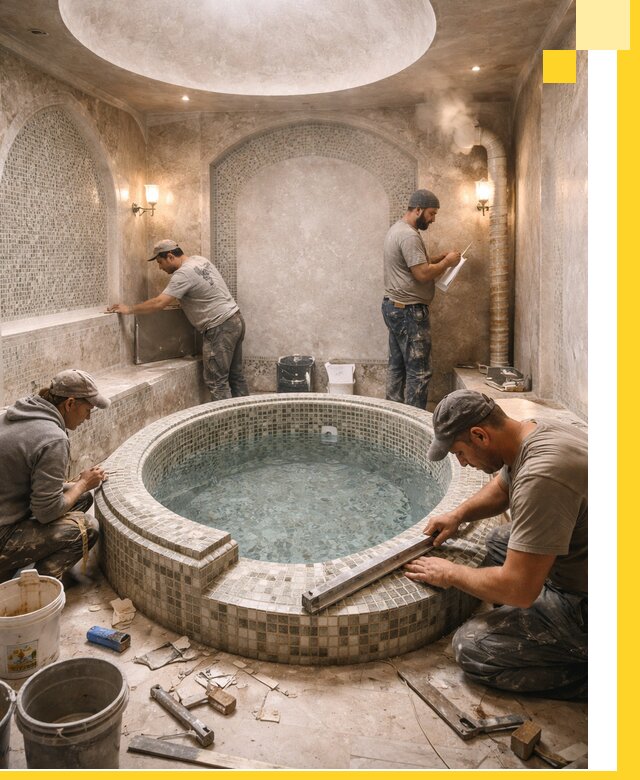 Профессиональное строительство хамама с бассейном в Керчи под ключ