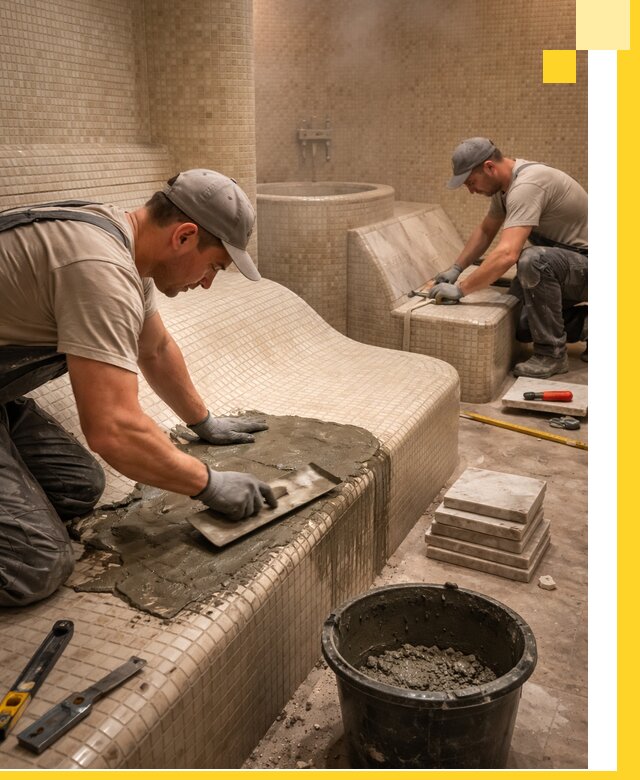 Лежаки для хамама под ключ в Керчи, проект и монтаж