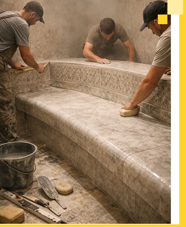 Изготовление и установка сидений для хамама в Керчи